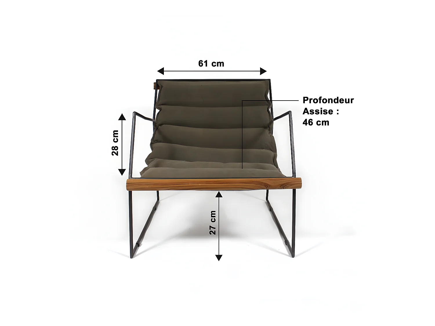 Fauteuil assise suspendue kaki Rosalie