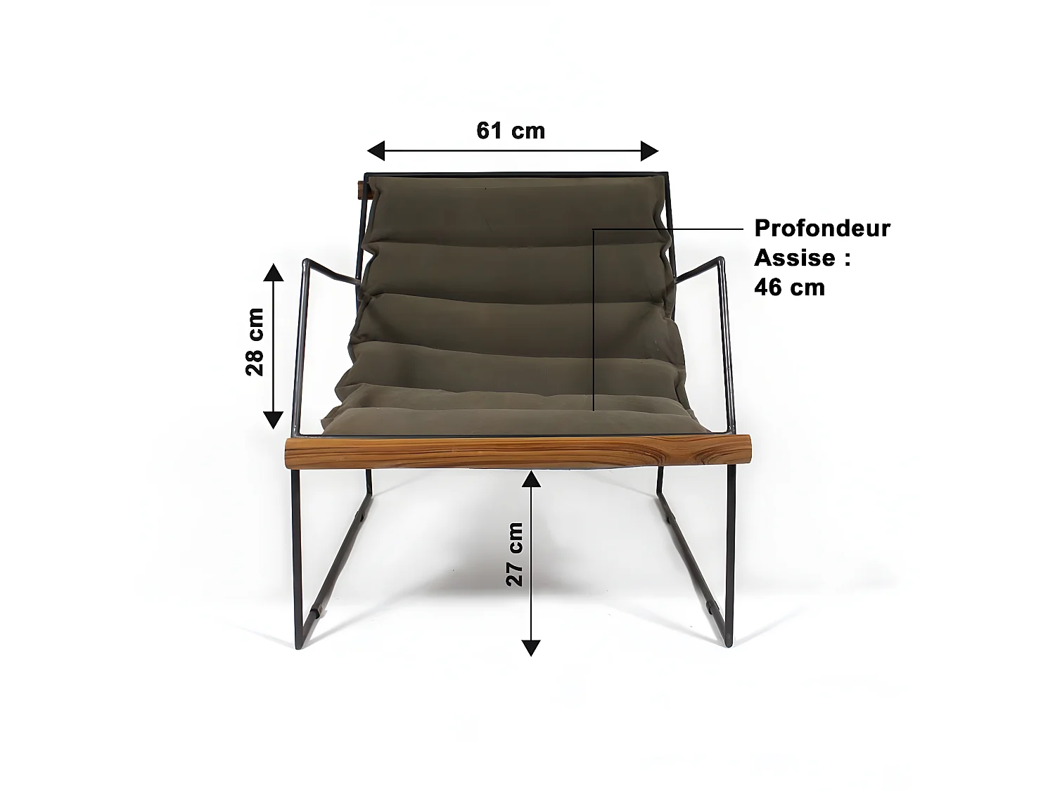 Fauteuil assise suspendue kaki Rosalie