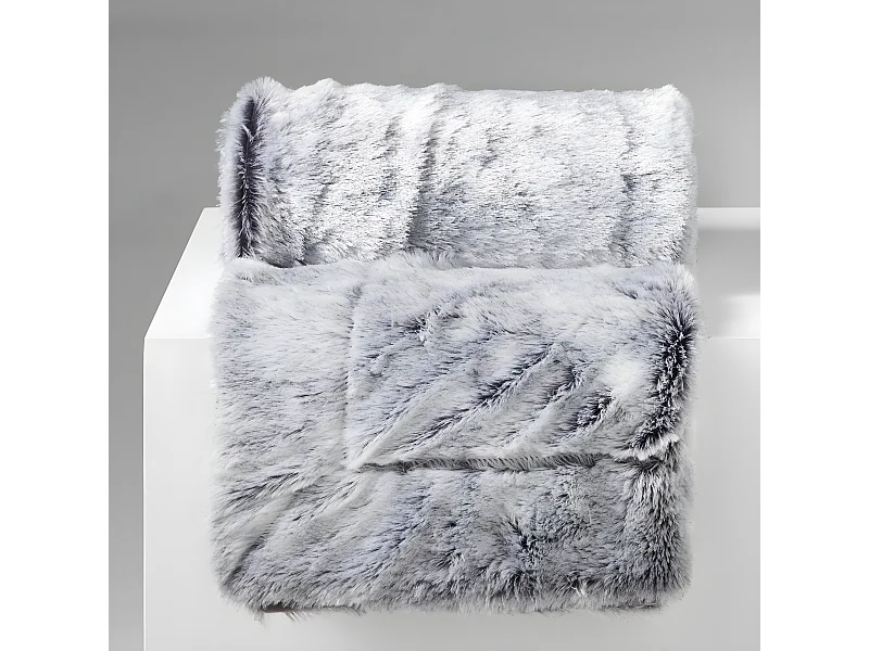 Plaid Imitation Fourrure "Antartic" 180x220cm Gris