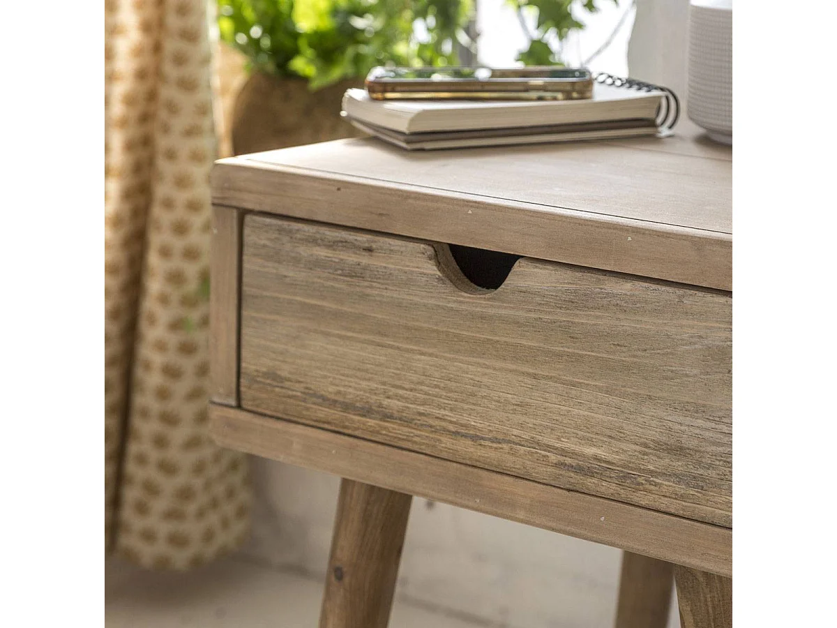 Table de chevet en bois de sapin Natural