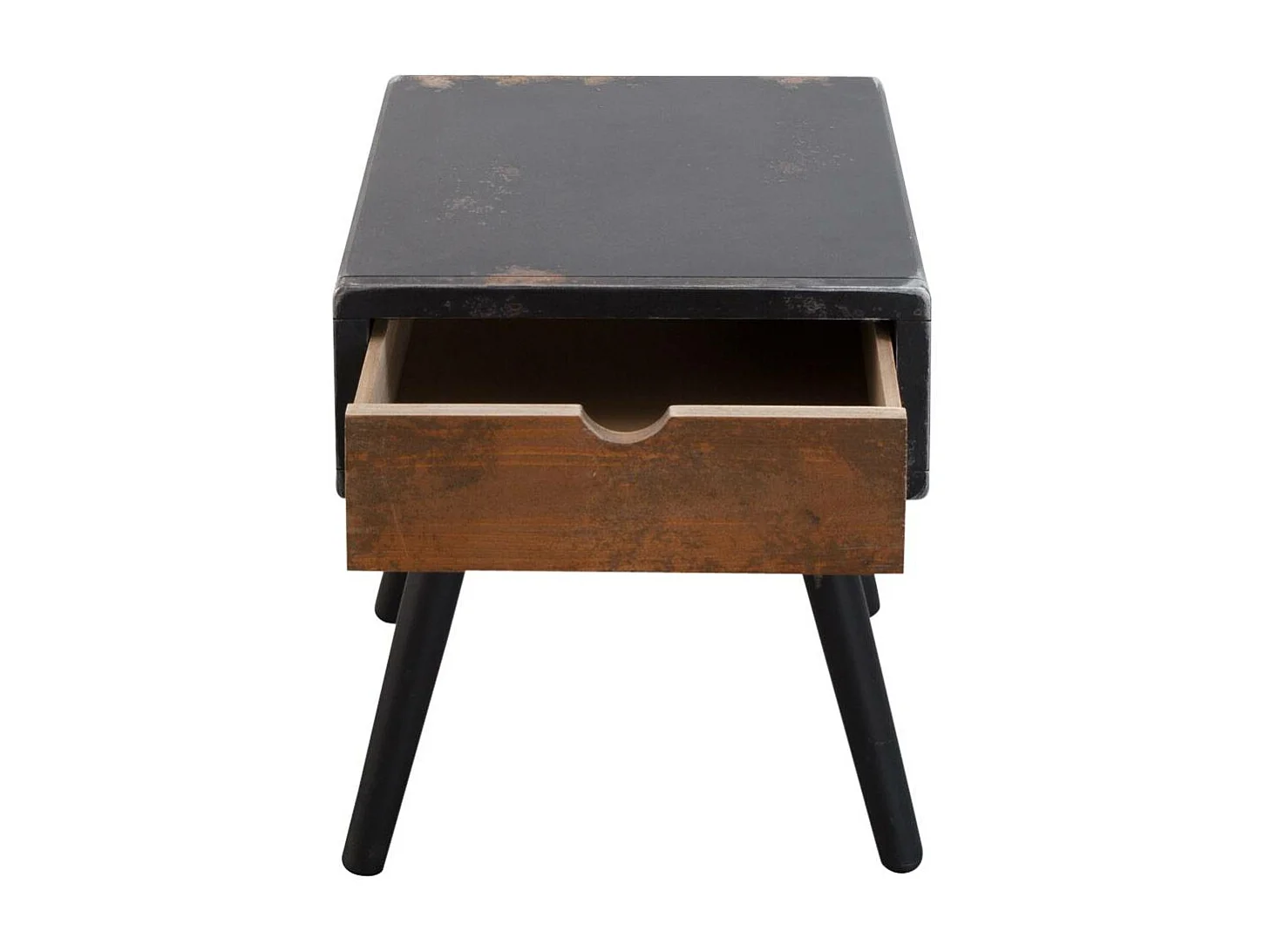 Mesa de noche de madera maciza Hollywood con almacenamiento - Estilo industrial