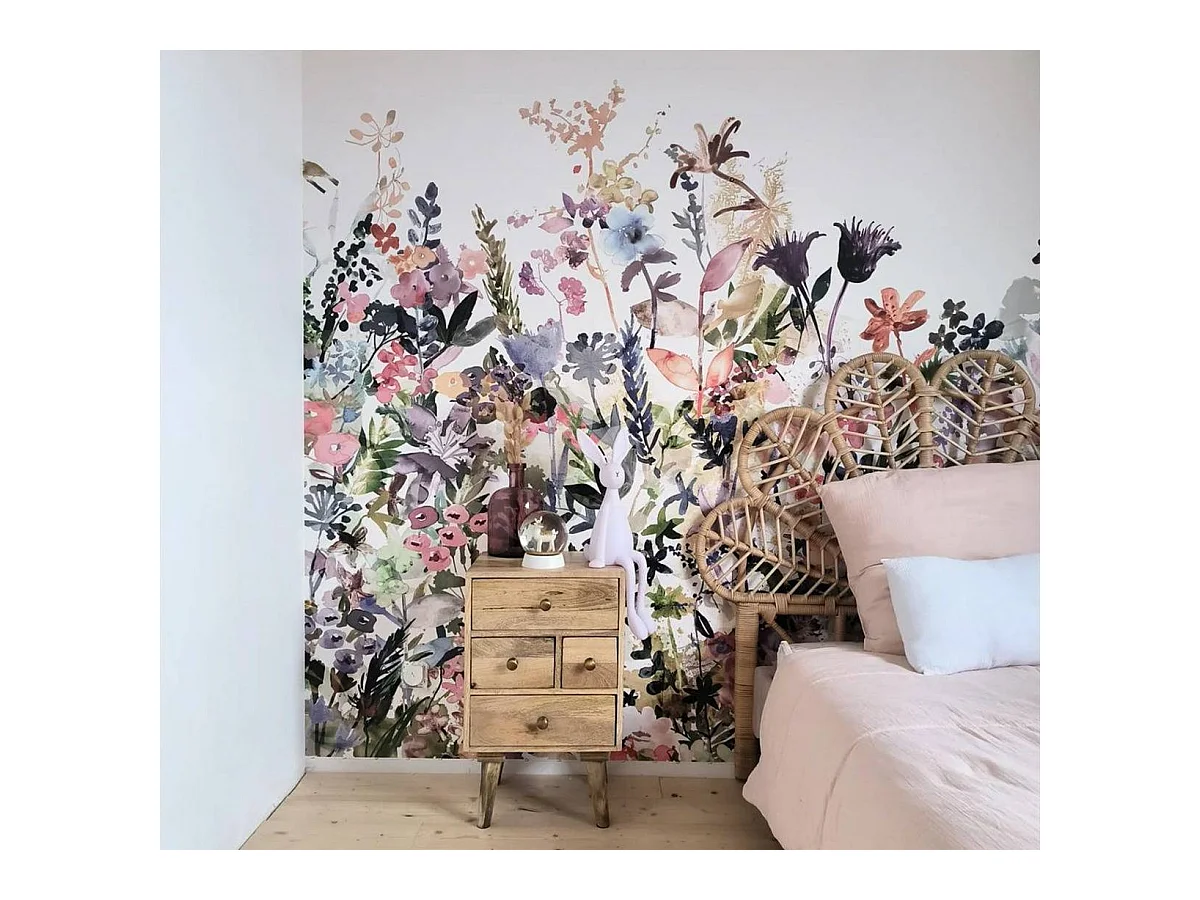 Table de chevet en bois de manguier 4 tiroirs Maëva