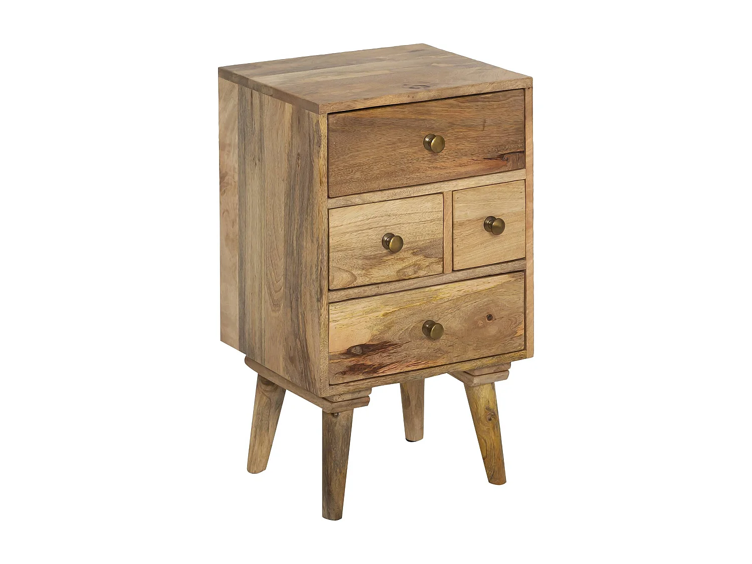 Table de chevet en bois de manguier 4 tiroirs Maëva