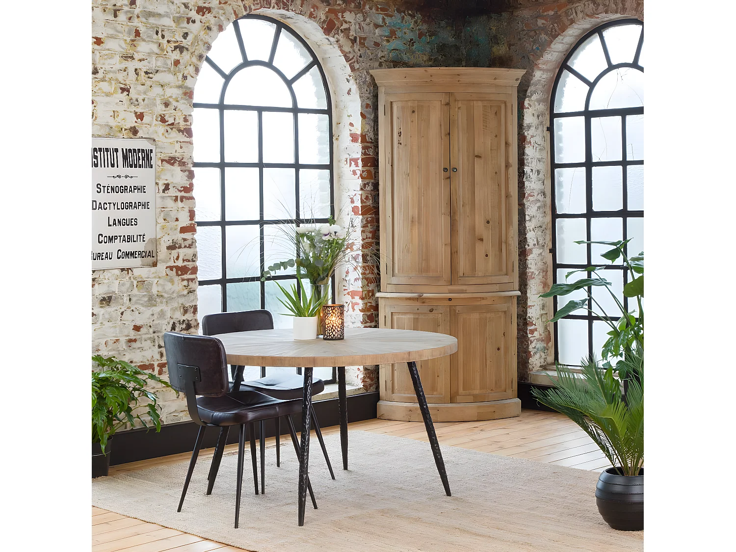 Buffet d'angle haut en bois recyclé Garance