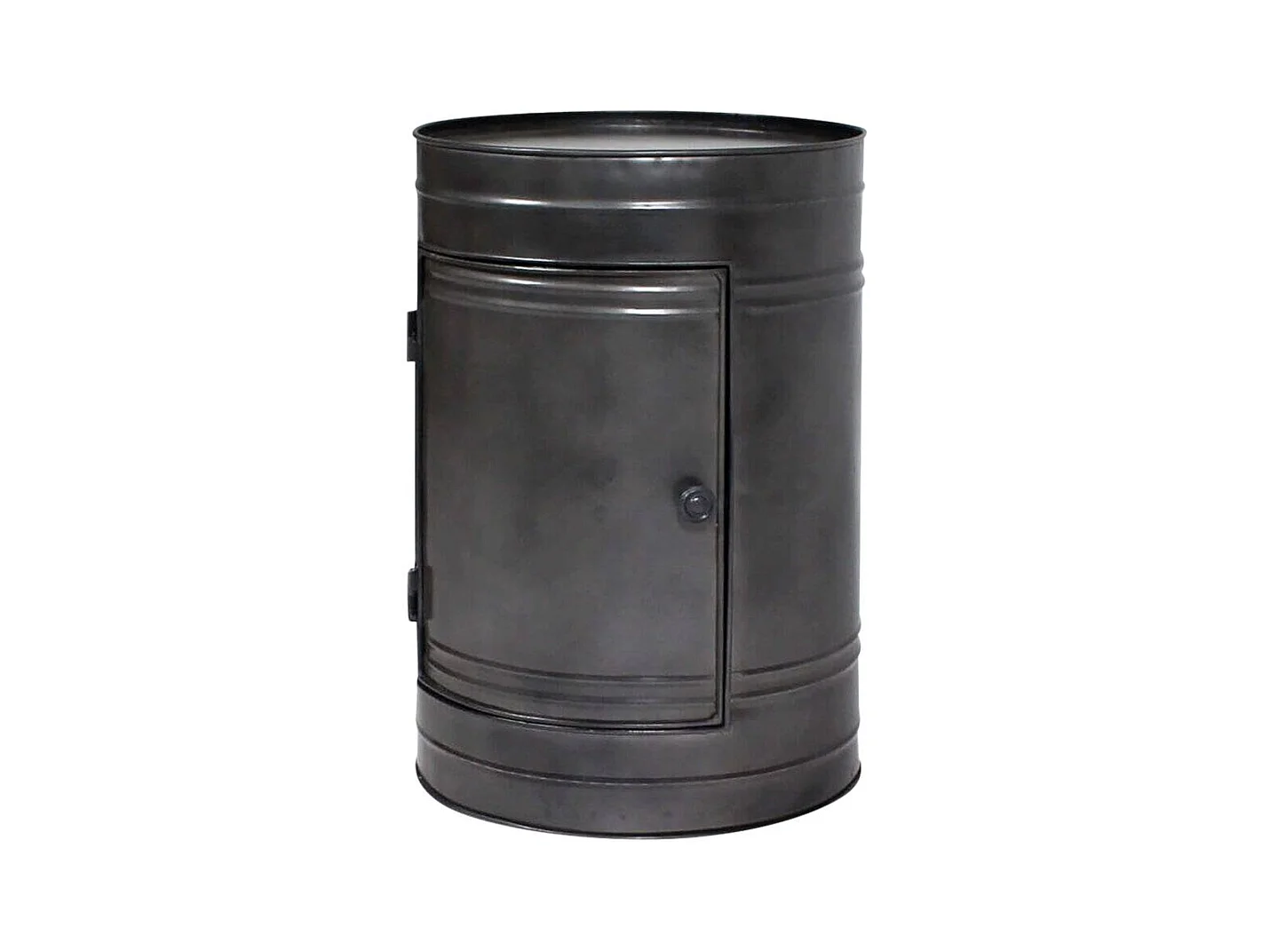 Mesa de noche industrial de metal gris con almacenamiento Meryl