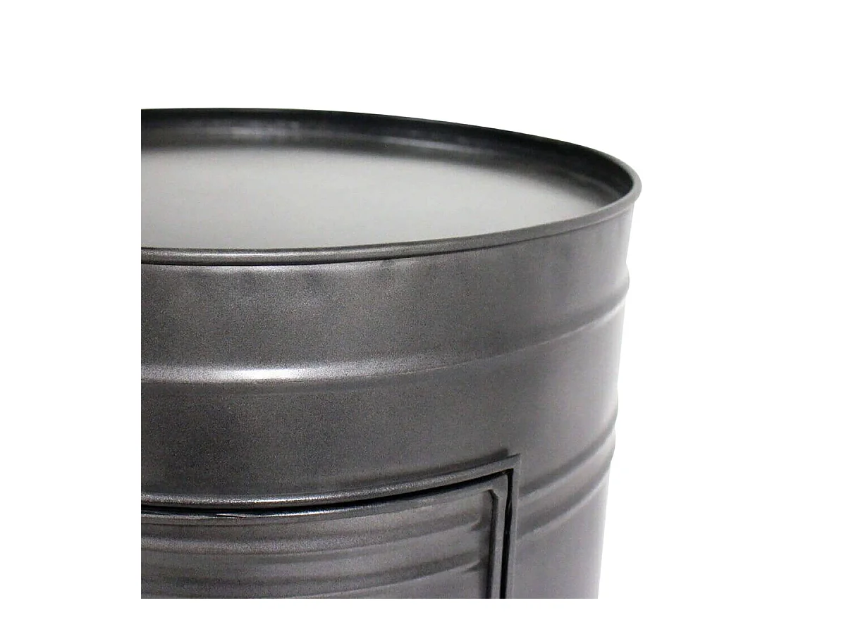 Mesa de noche industrial de metal gris con almacenamiento Meryl