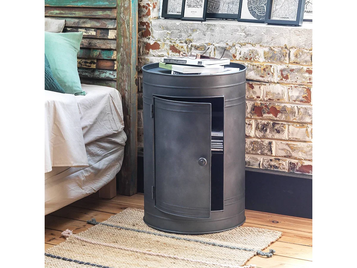 Table de chevet en métal gris Meryl