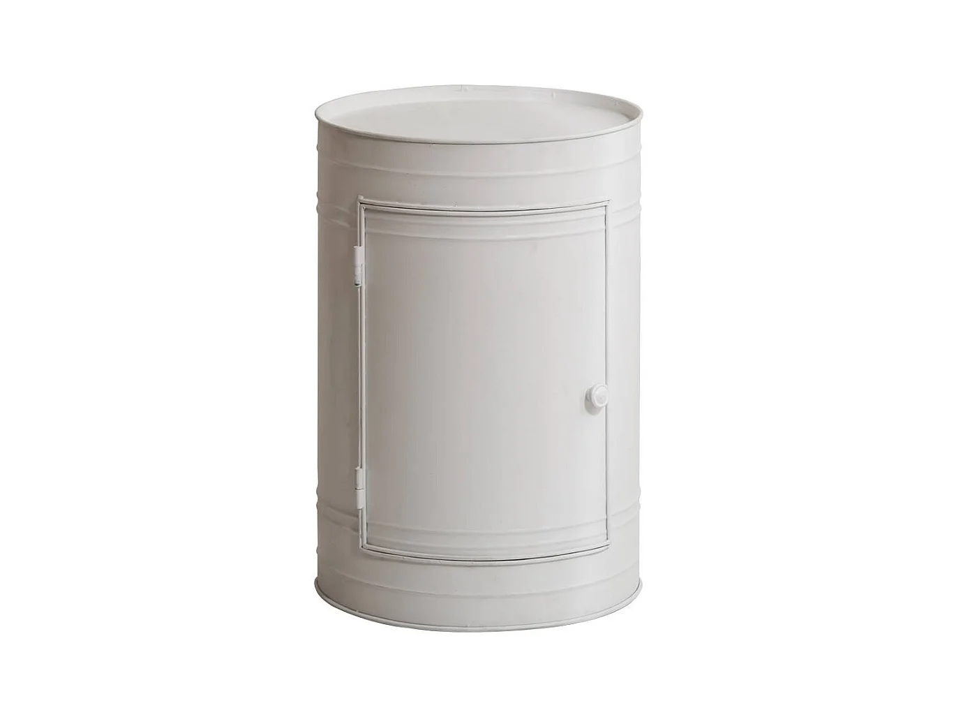 Table de chevet bidon en métal blanc Meryl