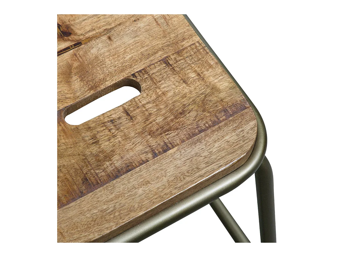 Tabouret écolier métal et bois petit modèle Marcus