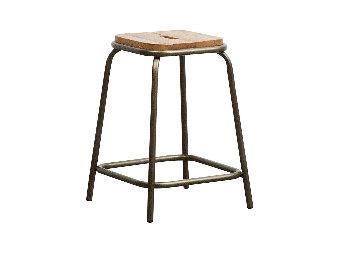 Taburete escolar vintage de metal y madera gris oscuro