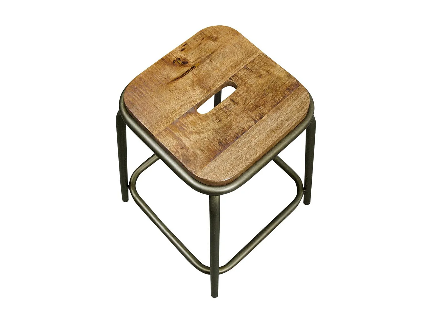 Taburete escolar vintage de metal y madera gris oscuro