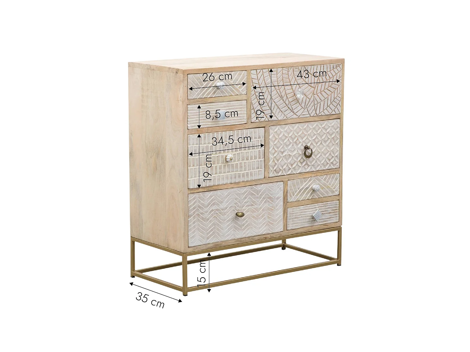 Commode en bois de manguier et métal Vic