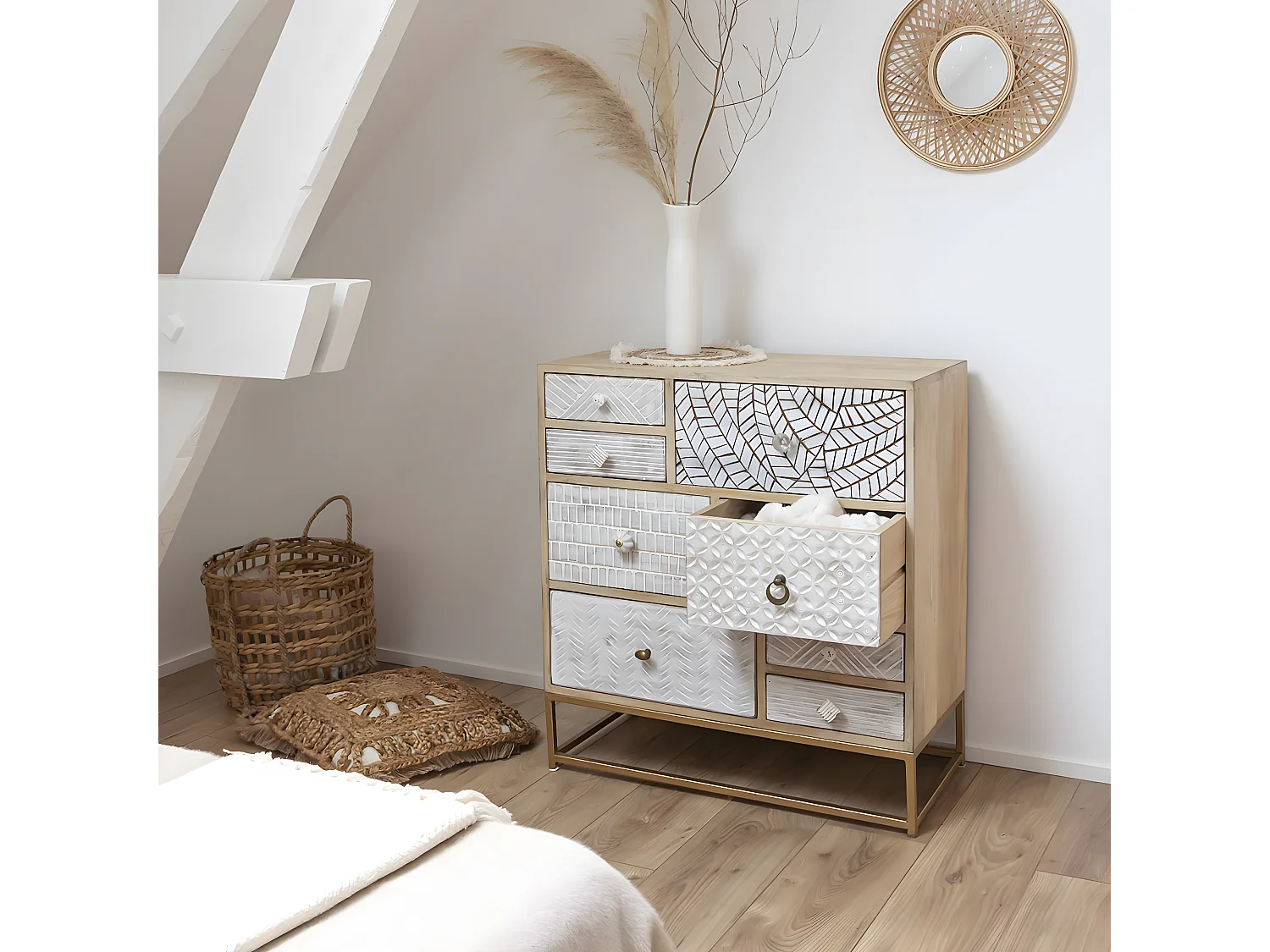 Commode en bois de manguier et métal Vic