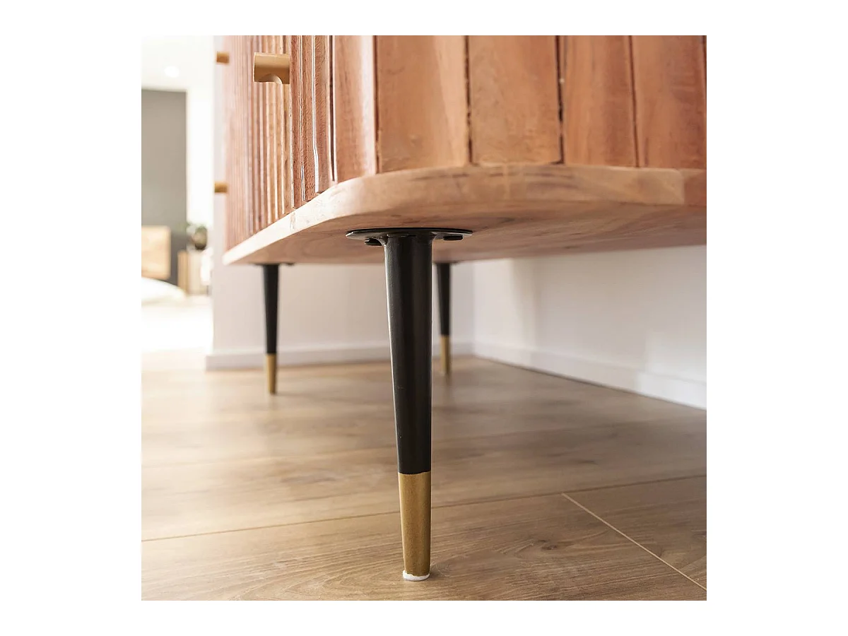 Commode en bois d'acacia et marbre blanc Judith