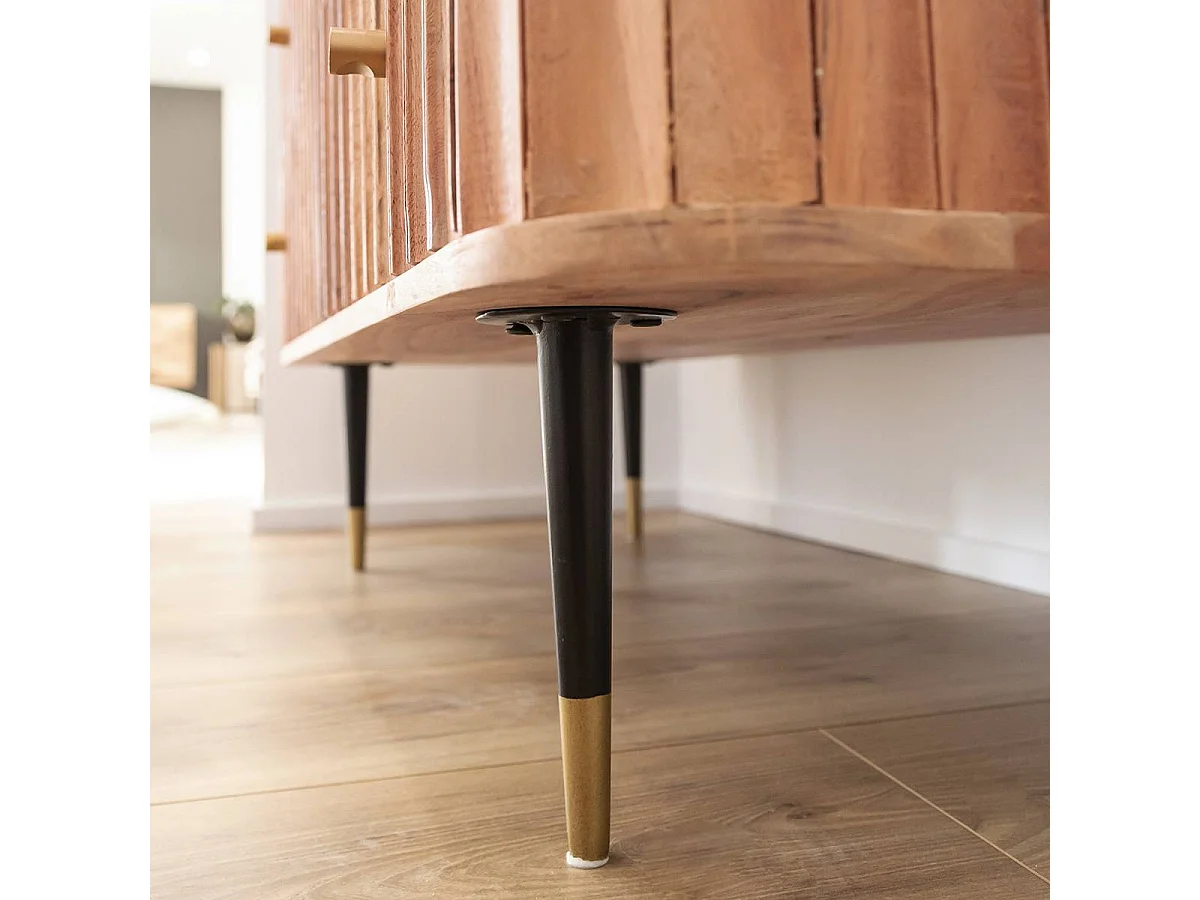 Commode en bois d'acacia et marbre blanc Judith