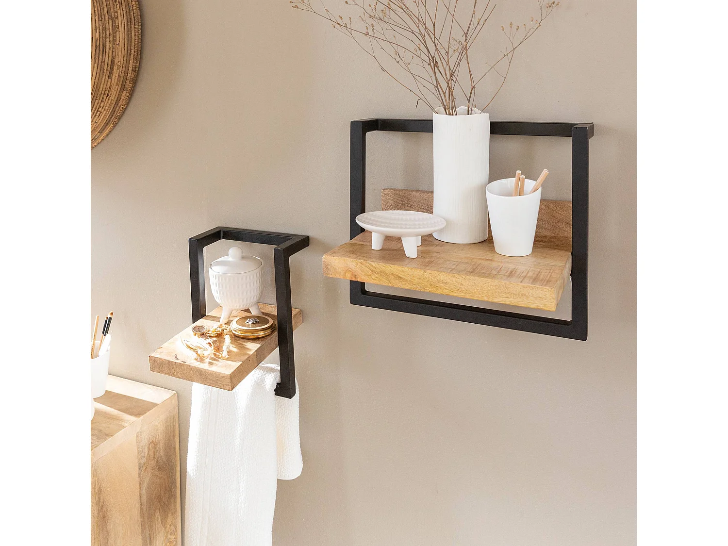 Etagère murale en bois de manguier moyen modèle Joie