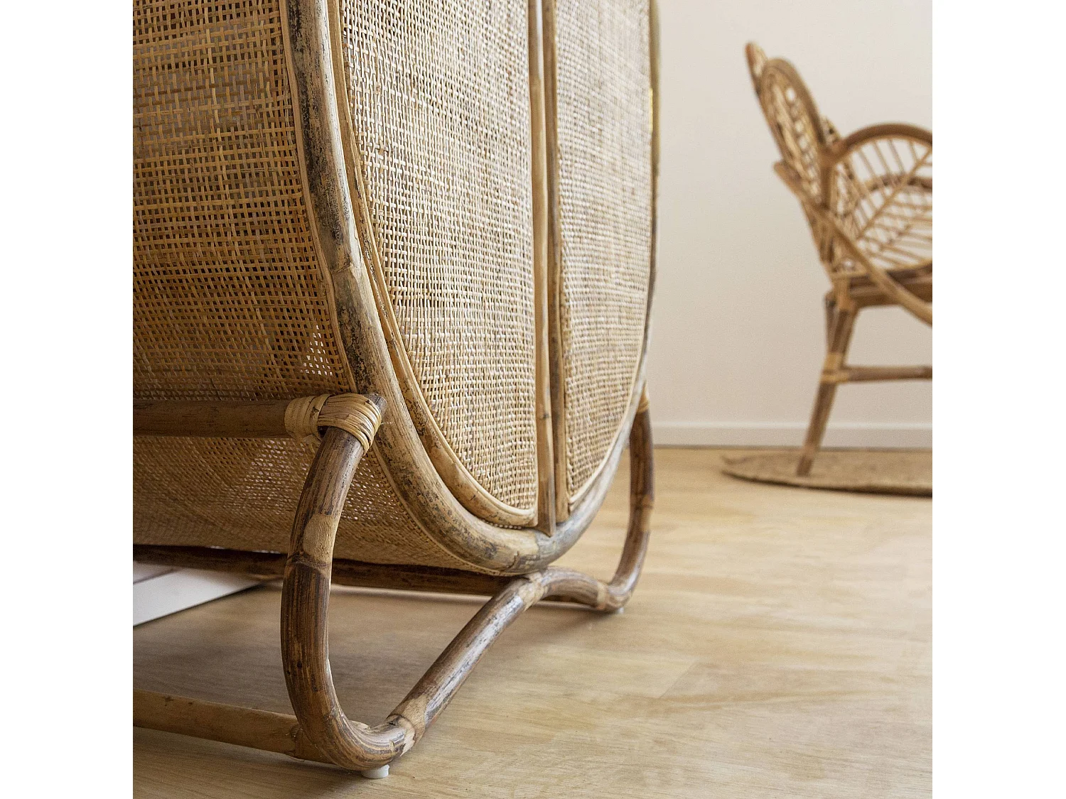 Armoire arrondie en rotin 4 étagères Rim