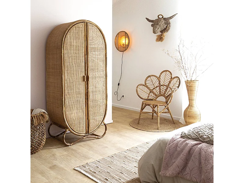Armoire arrondie en rotin 4 étagères Rim