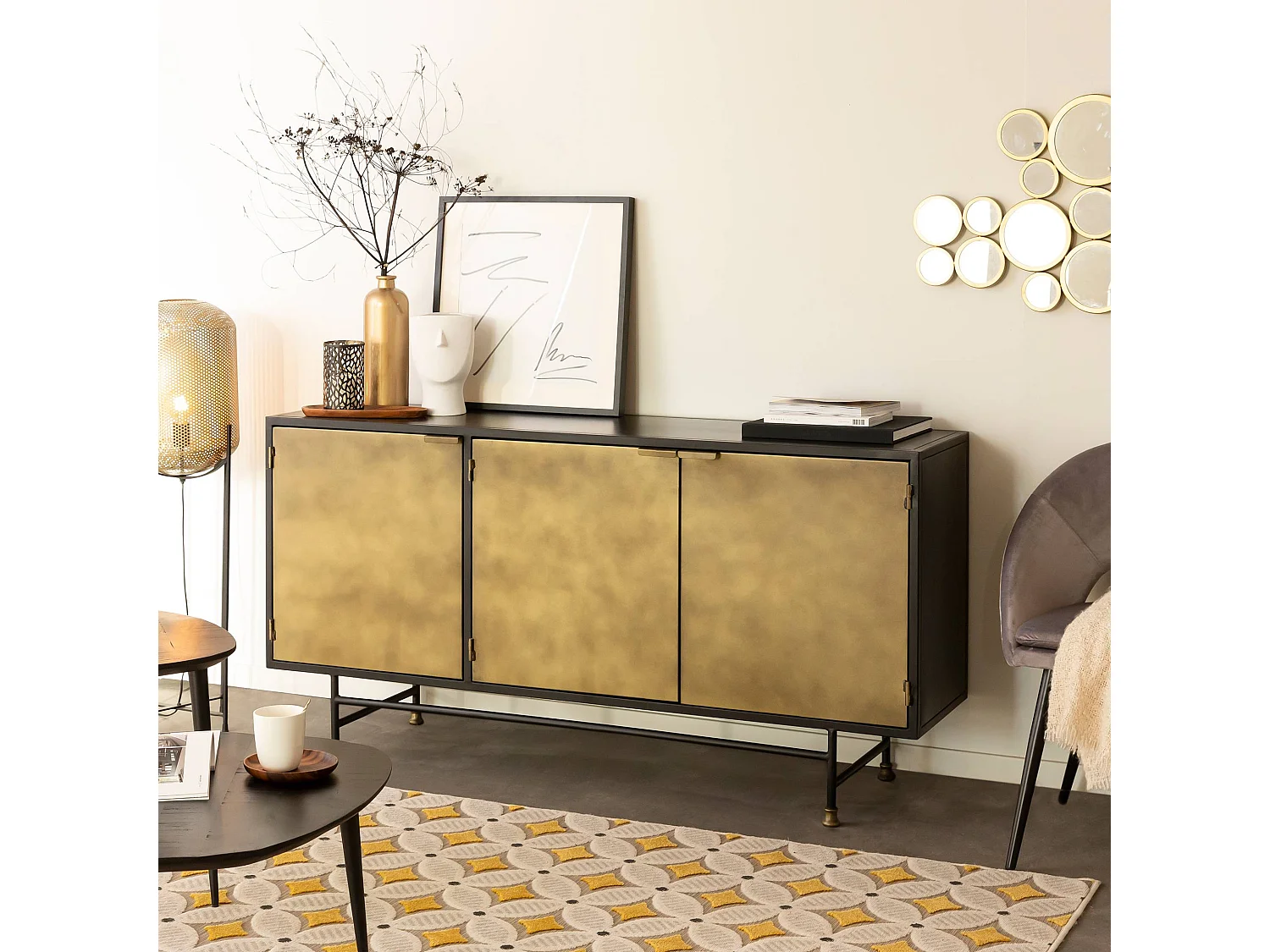 Aparador en latón y metal Janelle