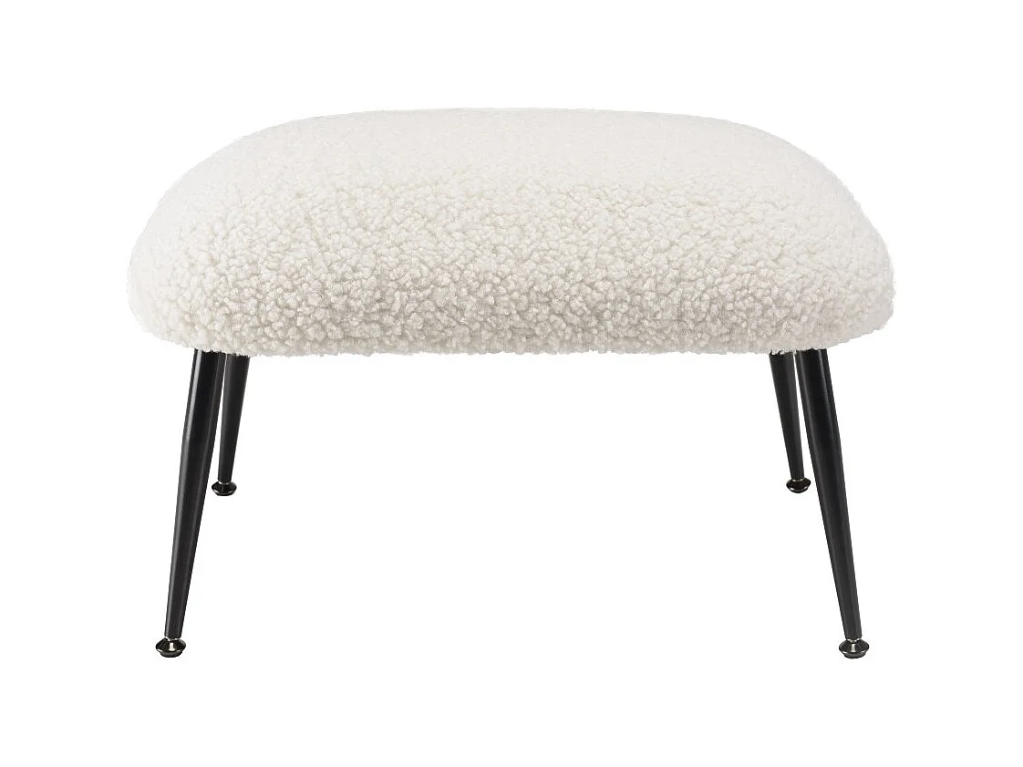 AGATHE - Tabouret cosy tissu bouclette blanc pieds métal noir