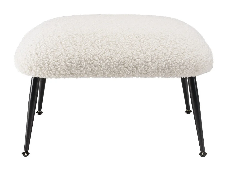 AGATHE - Tabouret cosy tissu bouclette blanc pieds métal noir