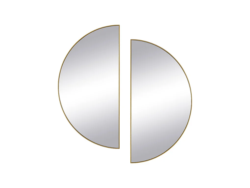Juego de 2 espejos semicirculares design de metal - Ancho 50 x Alt. 100 cm - Dorado - GAVRA