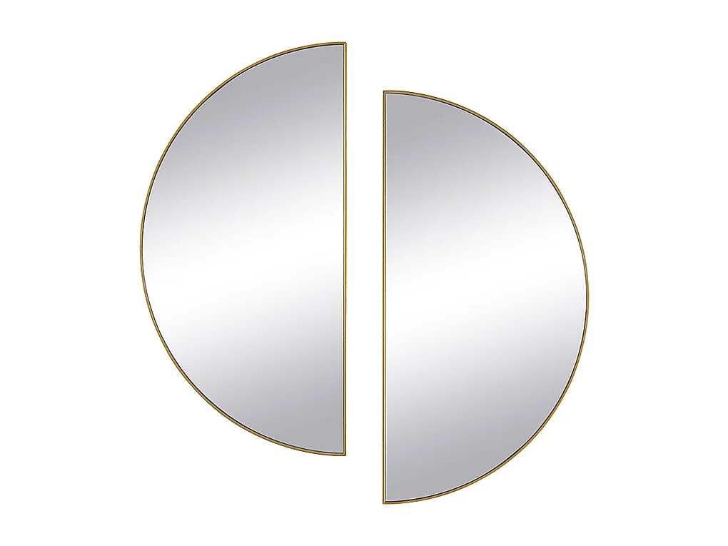 Lot de 2 miroirs demi-cercle design en métal - L.50 x H.100 cm - Doré - GAVRA