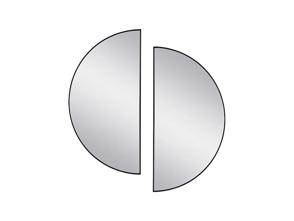 Lot de 2 miroirs demi-cercle design en métal - L.50 x H.100 cm - Noir - GAVRA