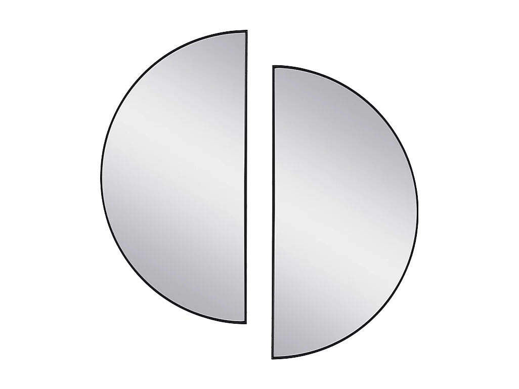 Lot de 2 miroirs demi-cercle design en métal - L.50 x H.100 cm - Noir - GAVRA