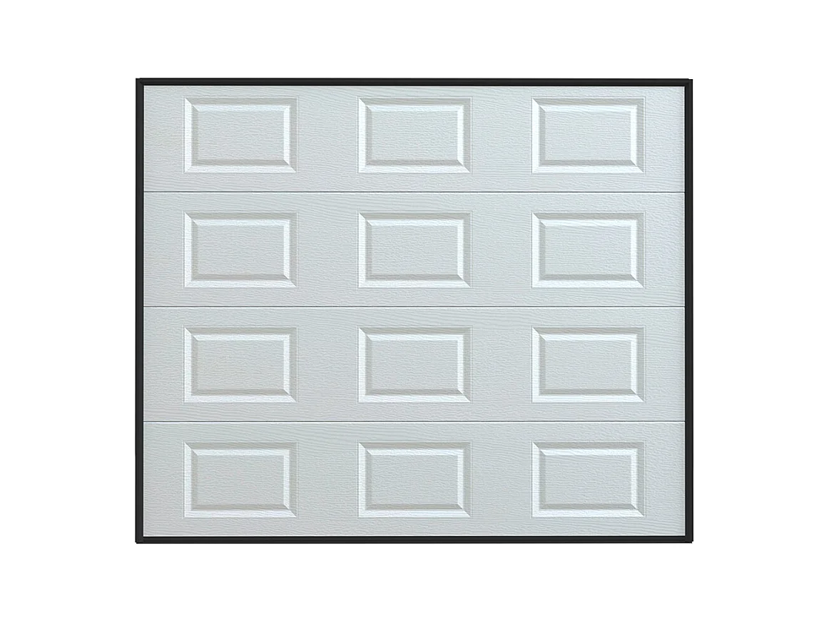Sektionalgaragentor mit Kassettenmotiv + Torantrieb SOMFY - 254 x 218 cm - Weiß - CAOPAS