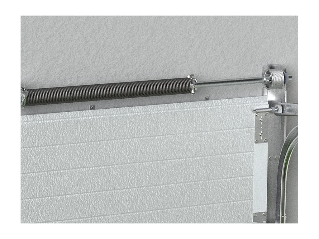 Porte de garage sectionnelle effet bois blanc avec moteur Somfy L254 x H218 cm - PRIETA