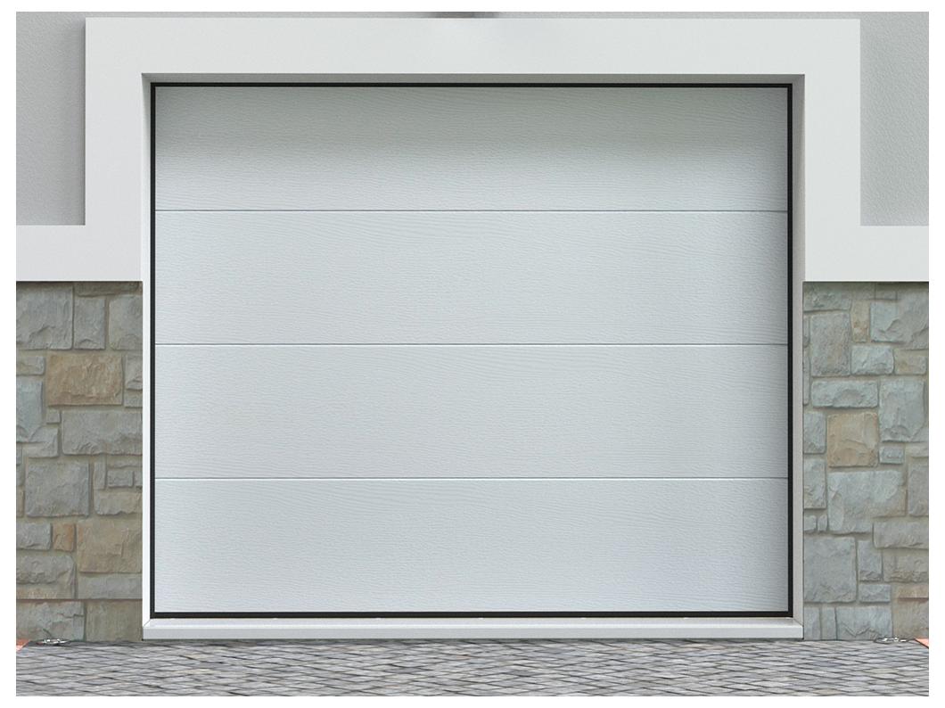 Porta per garage sezionale effetto legno con motore Somfy Bianco - PRIETA