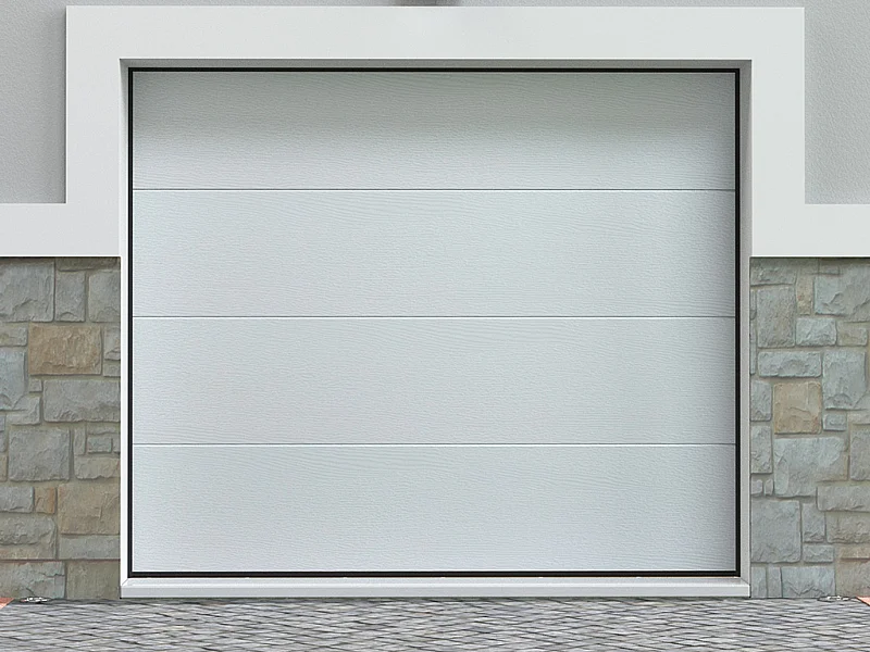 Porta per garage sezionale effetto legno motorizzato Bianco - PRIETA