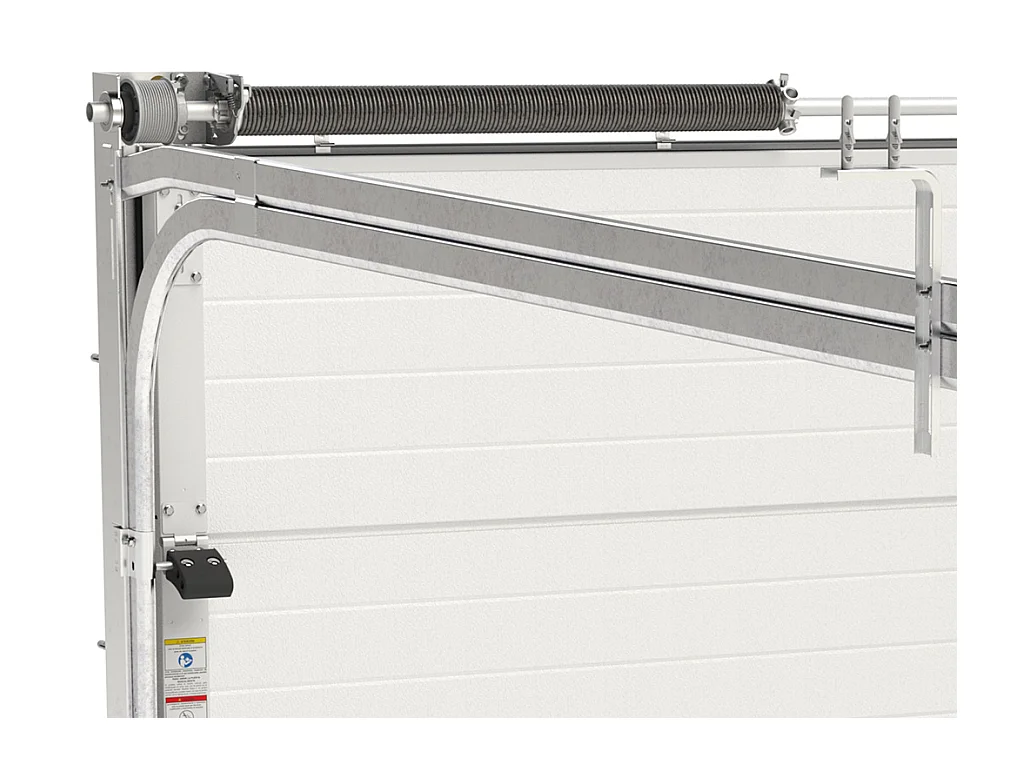 Porte de garage sectionnelle effet rainuré gris avec moteur Somfy L254 x H218 cm - NORIA