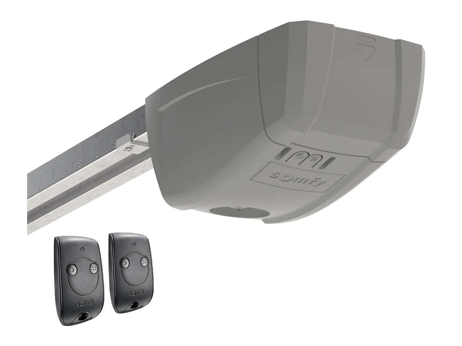 Porte de garage sectionnelle effet rainuré gris avec moteur Somfy L254 x H218 cm - NORIA