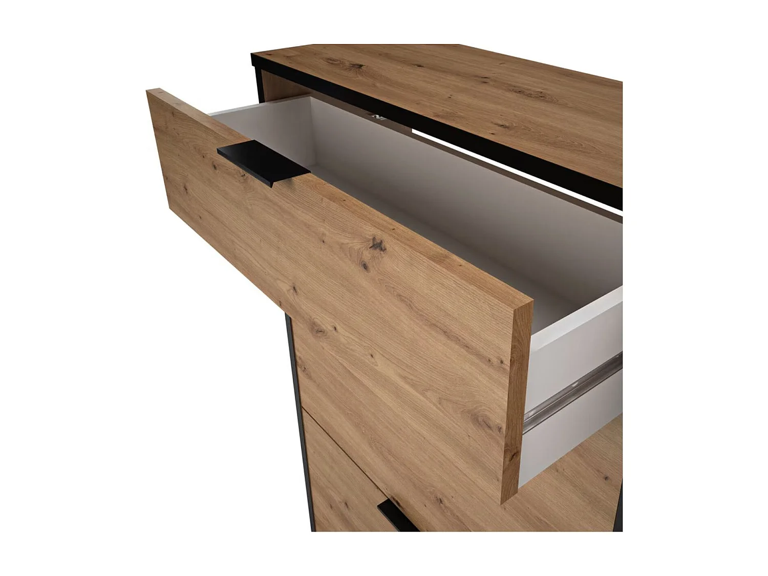 Zapatero Ritual 2 puertas + cajón + 3 compartimentos negro/natural 110,8x90,1x24,5 cm