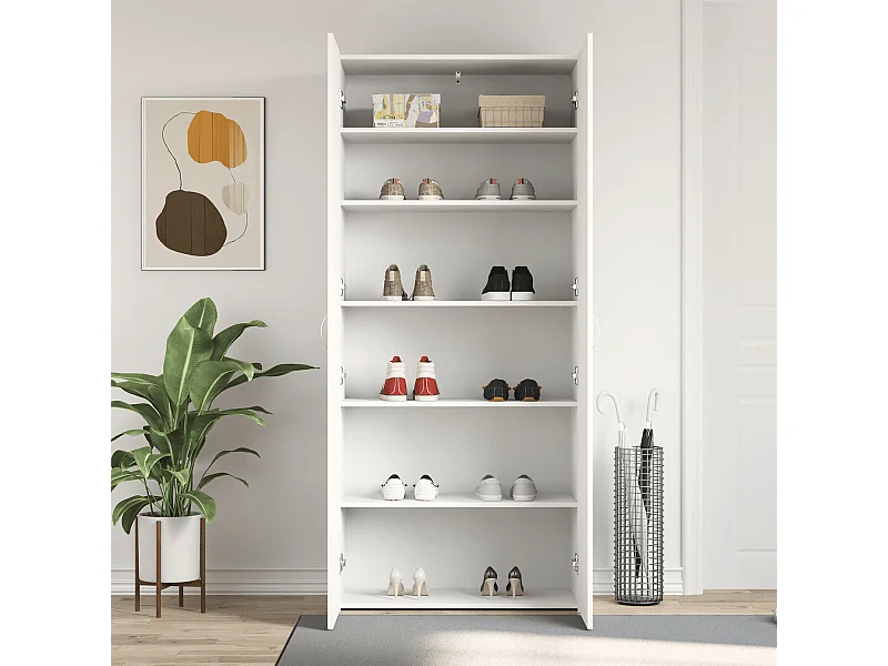 Zapatero Copo 2 puertas 6 compartimentos blanco 180x80x35,5 cm