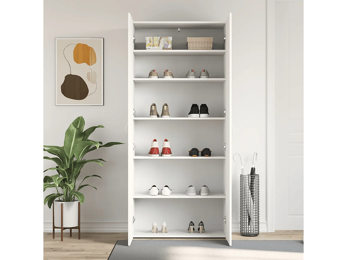 Zapatero Copo 2 puertas 6 compartimentos blanco 180x80x35,5 cm