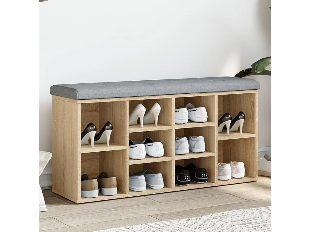Banc à chaussures chêne sonoma 102x32x50 cm bois d'ingénierie