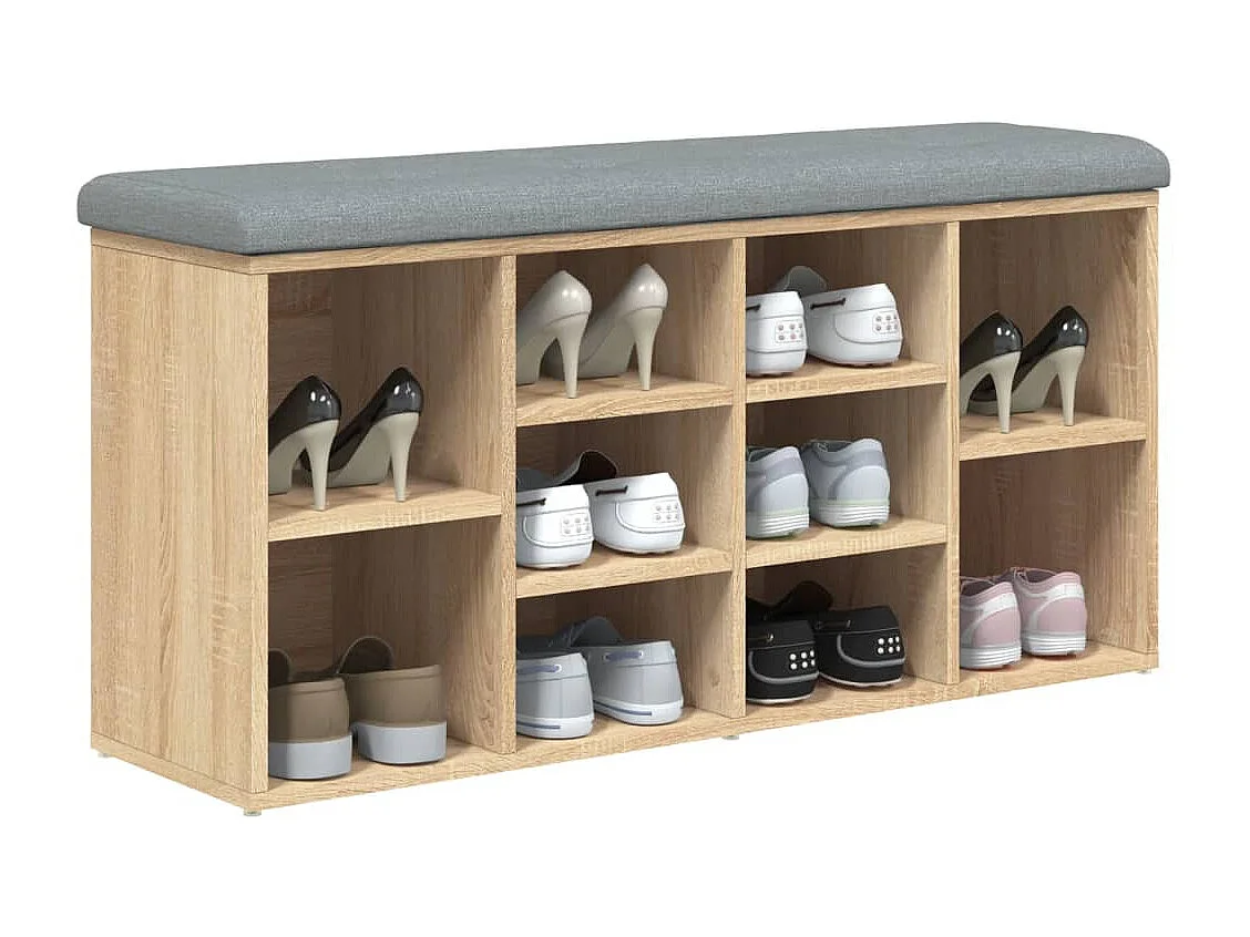 Banc à chaussures chêne sonoma 102x32x50 cm bois d'ingénierie