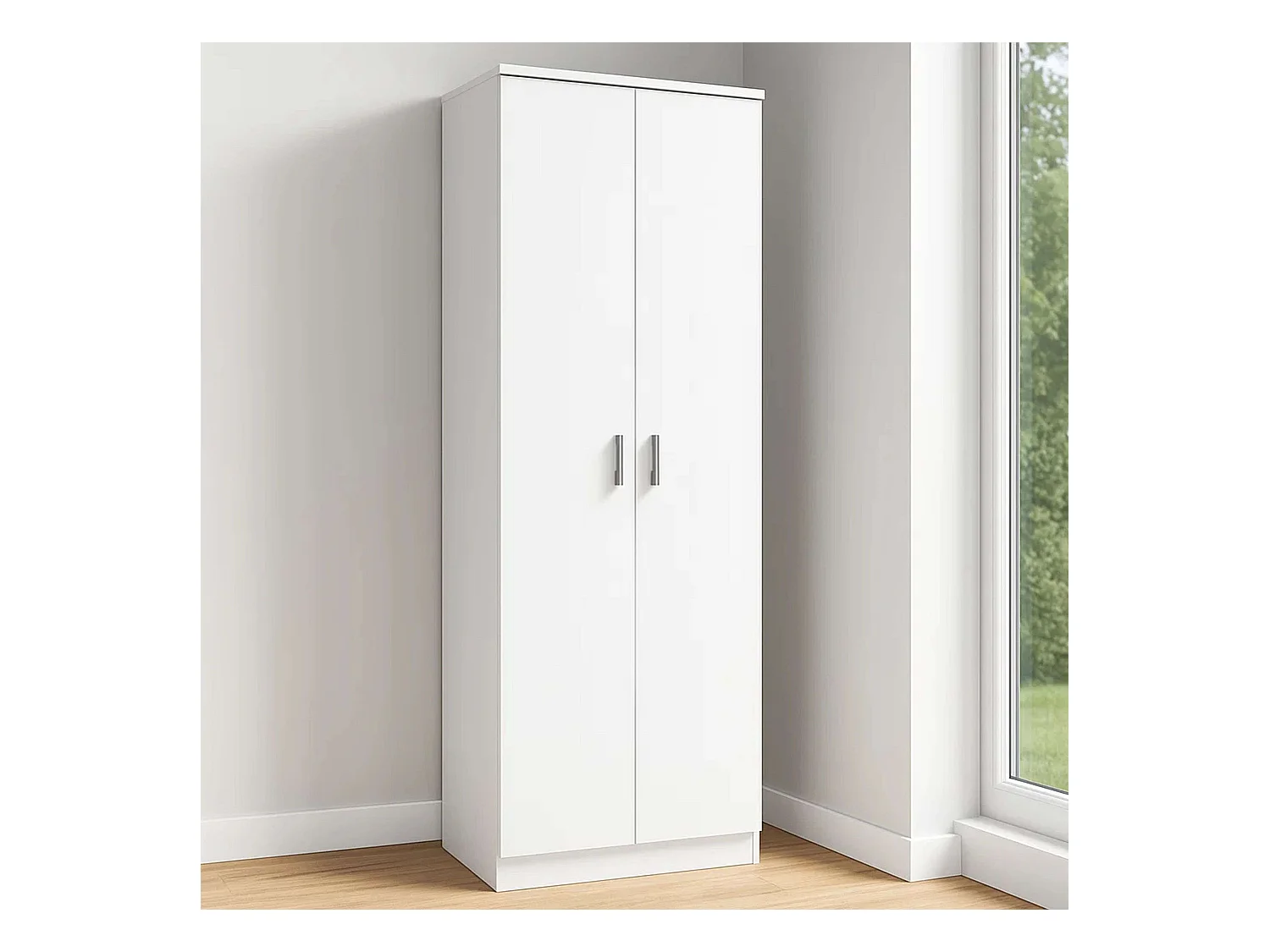 Meuble à chaussures d'entrée, meuble auxiliaire blanc, 2 portes, 6 étagères, 60 cm
