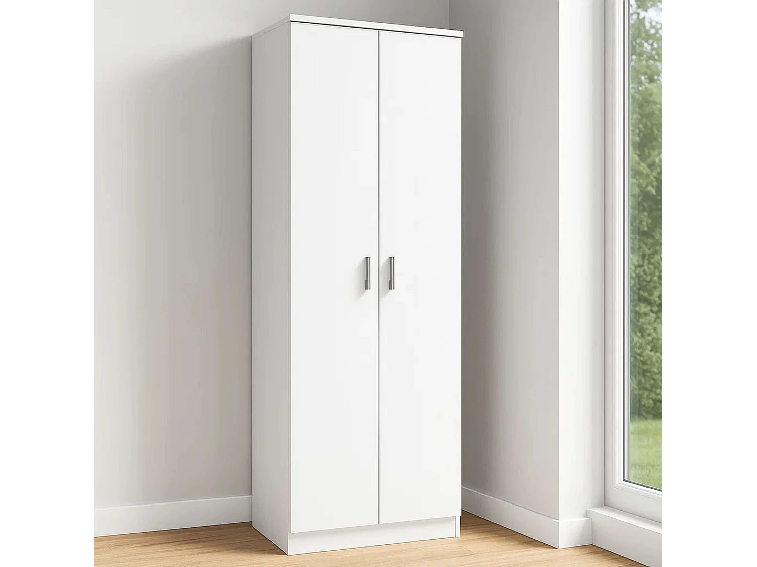Meuble à chaussures d'entrée, meuble auxiliaire blanc, 2 portes, 6 étagères, 60 cm