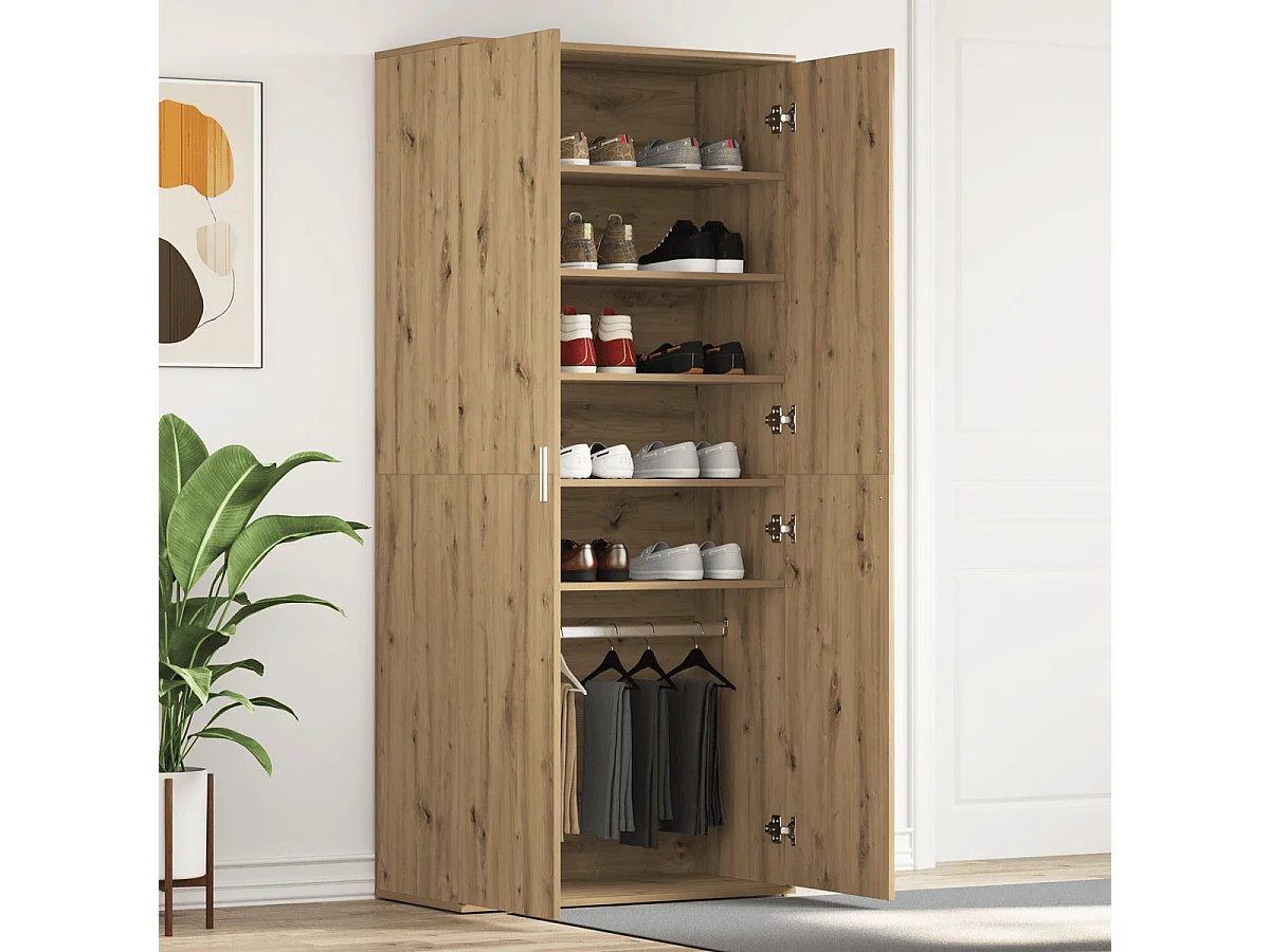 Zapatero Nieve 5 estantes + barra natural 180x80x39 cm