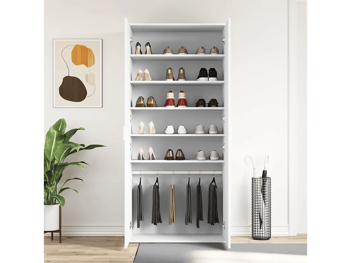 Zapatero Nieve 5 estantes + barra blanco 180x80x39 cm