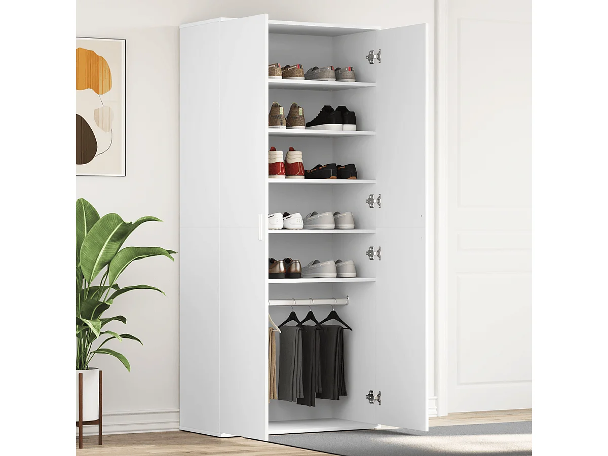 Zapatero Nieve 5 estantes + barra blanco 180x80x39 cm