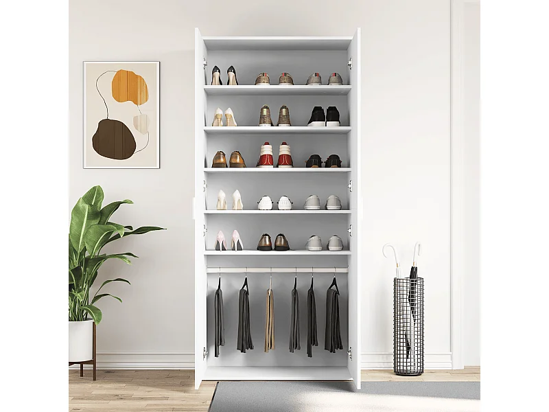 Zapatero Nieve 5 estantes + barra blanco 180x80x39 cm