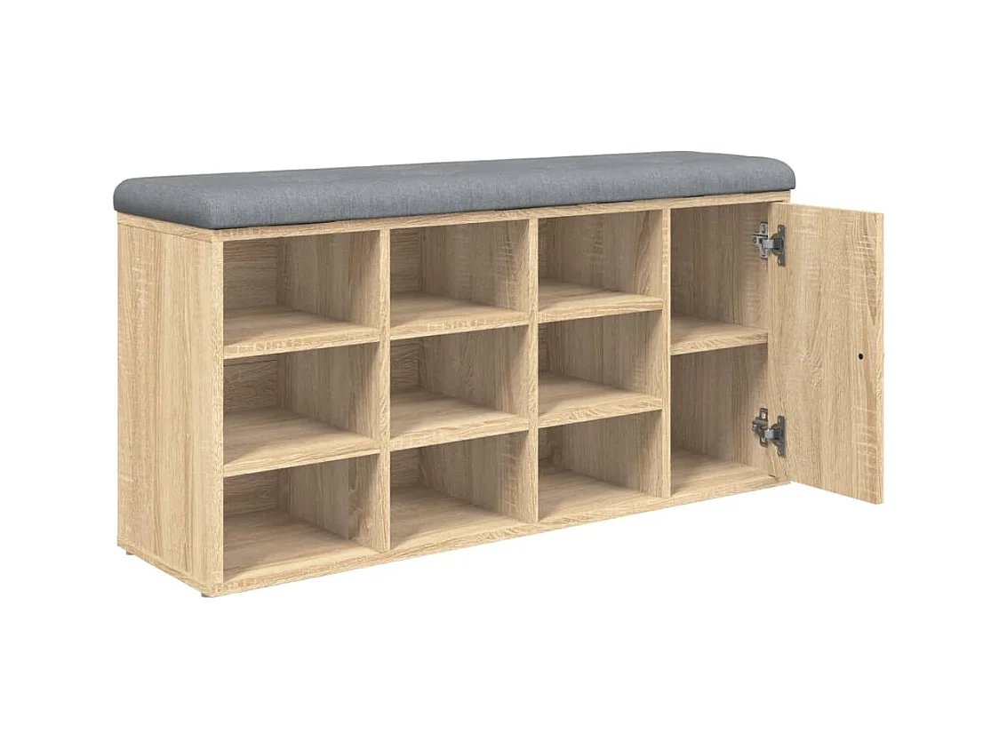 Banc à chaussures chêne sonoma 102x32x50 cm bois d'ingénierie