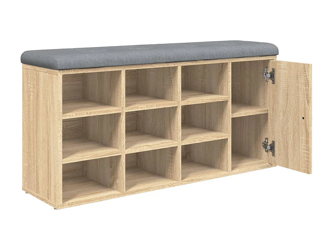 Banc à chaussures chêne sonoma 102x32x50 cm bois d'ingénierie