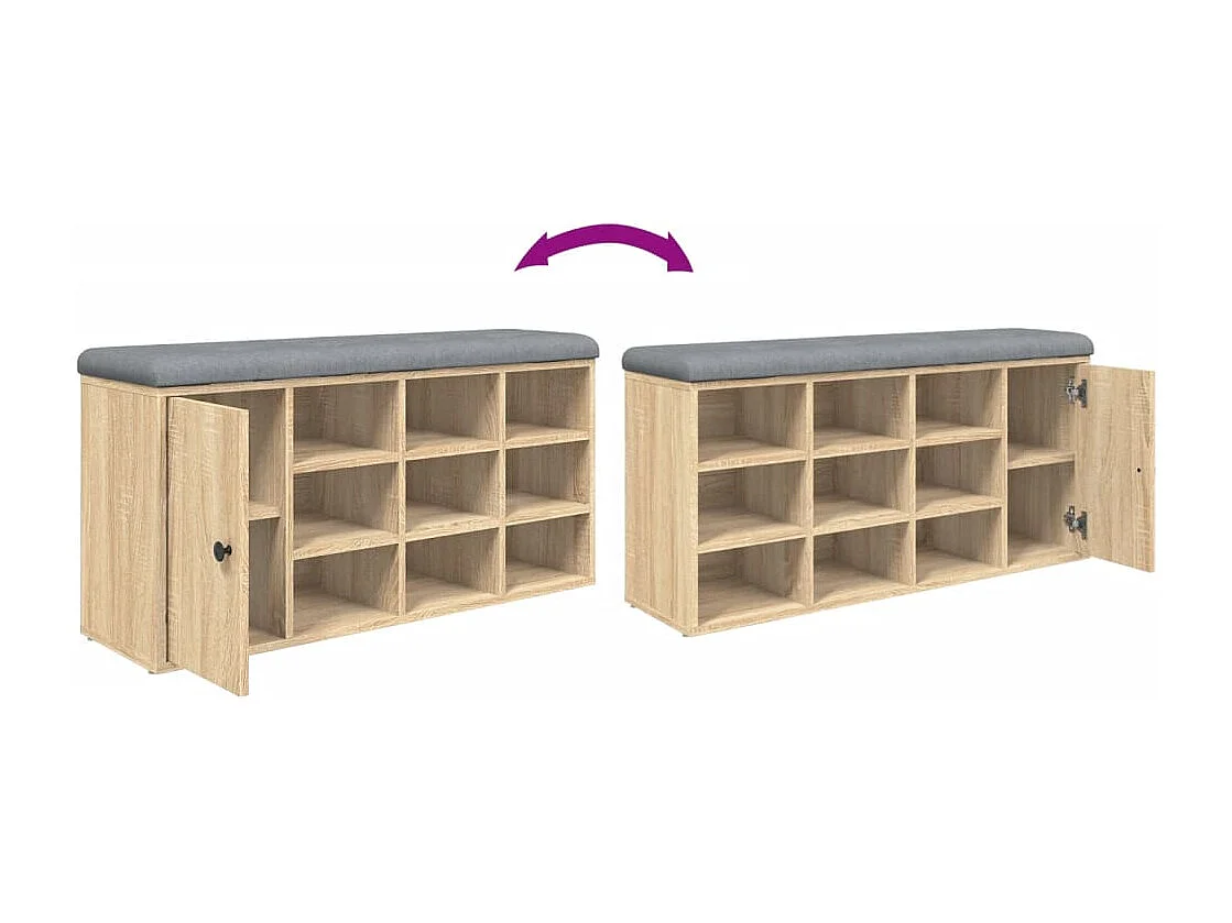 Banc à chaussures chêne sonoma 102x32x50 cm bois d'ingénierie