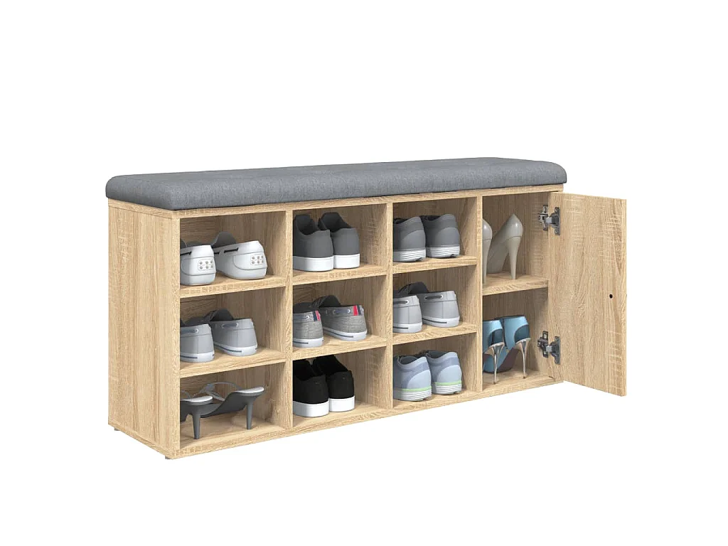 Banc à chaussures chêne sonoma 102x32x50 cm bois d'ingénierie
